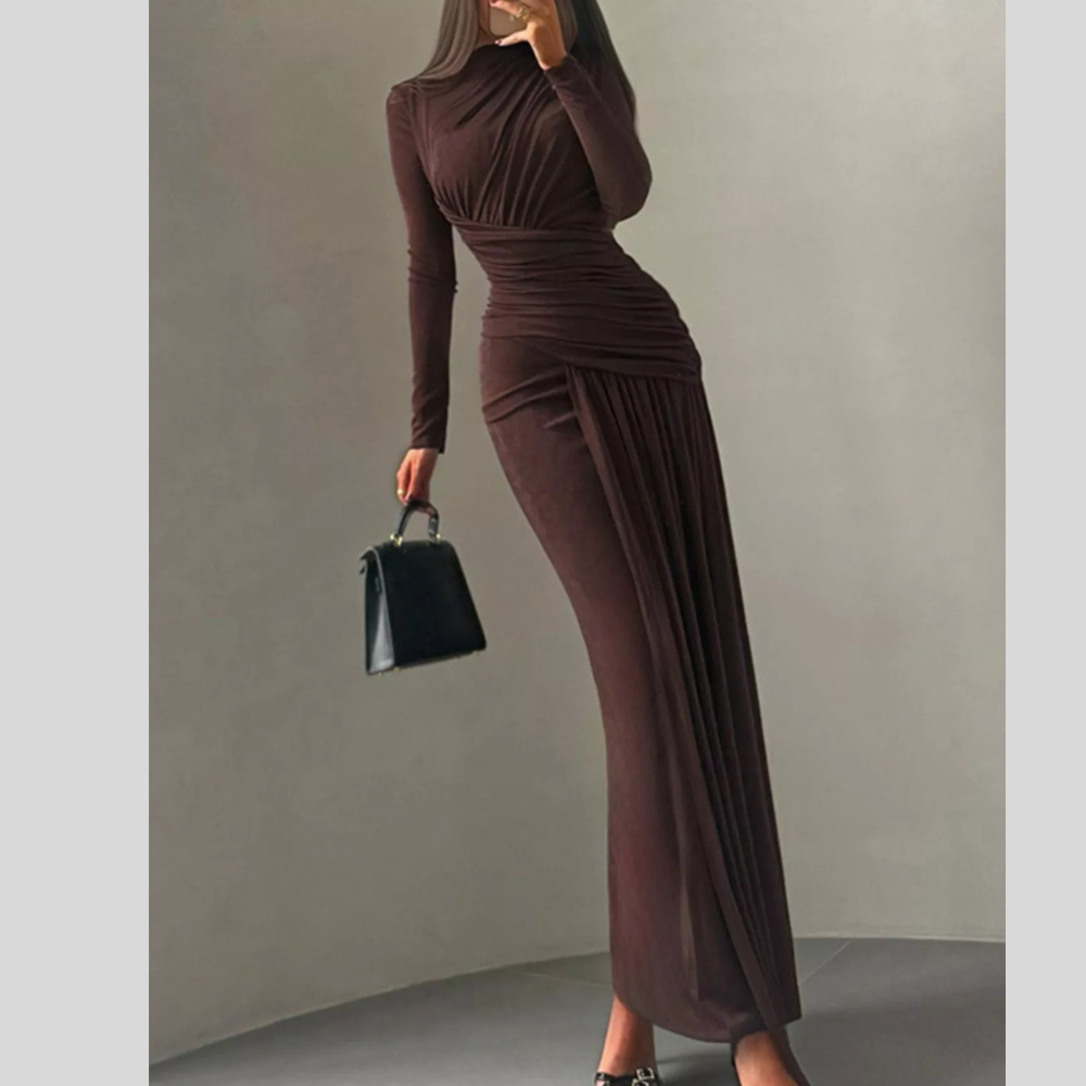 Ruched Long Sleeve Maxi Dress