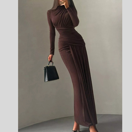 Ruched Long Sleeve Maxi Dress