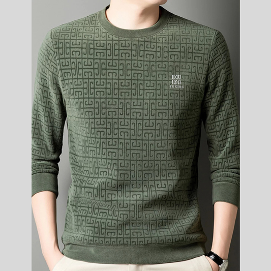 Men's Plus Size Long Sleeve Textured Casual Knit Top