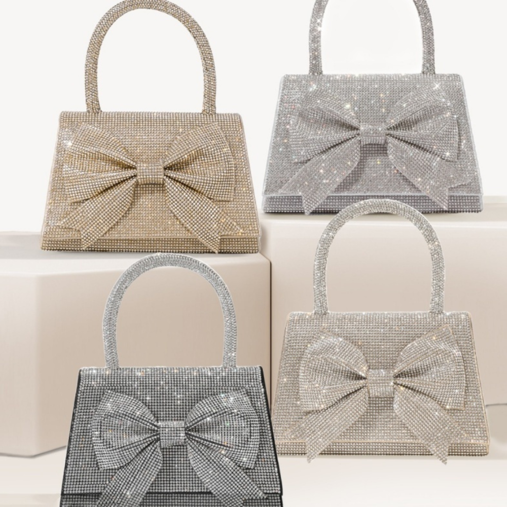 New Light Luxury Full Diamond Bow Handbag