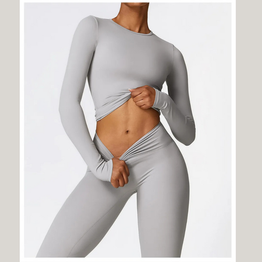 Tight-fitting Brushed Yoga Suit Quick-drying Fitness Clothes  Fitness Long Sleeve Tracksuits Sports Suit Gym Top High Waist Leggings Women Sets Yoga Set