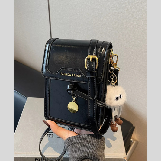 Stylish Leather Flap Crossbody Handbag
