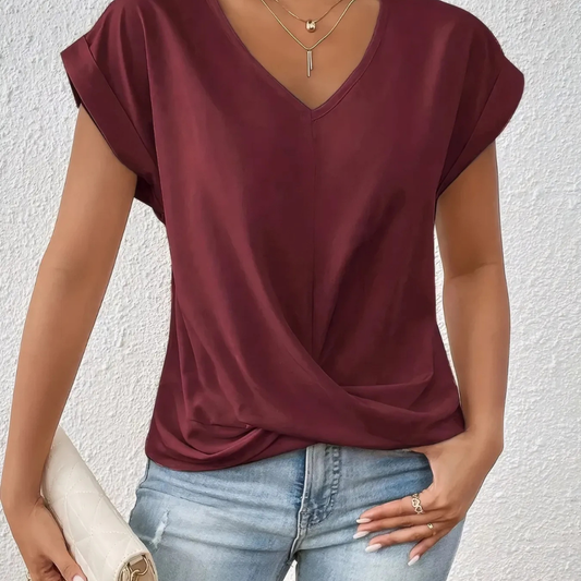 V-Neck Twist Front Top