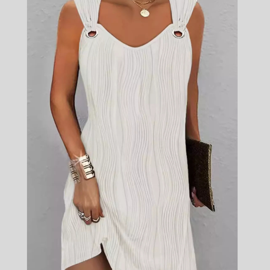 Sleeveless Textured Casual Mini Dress
