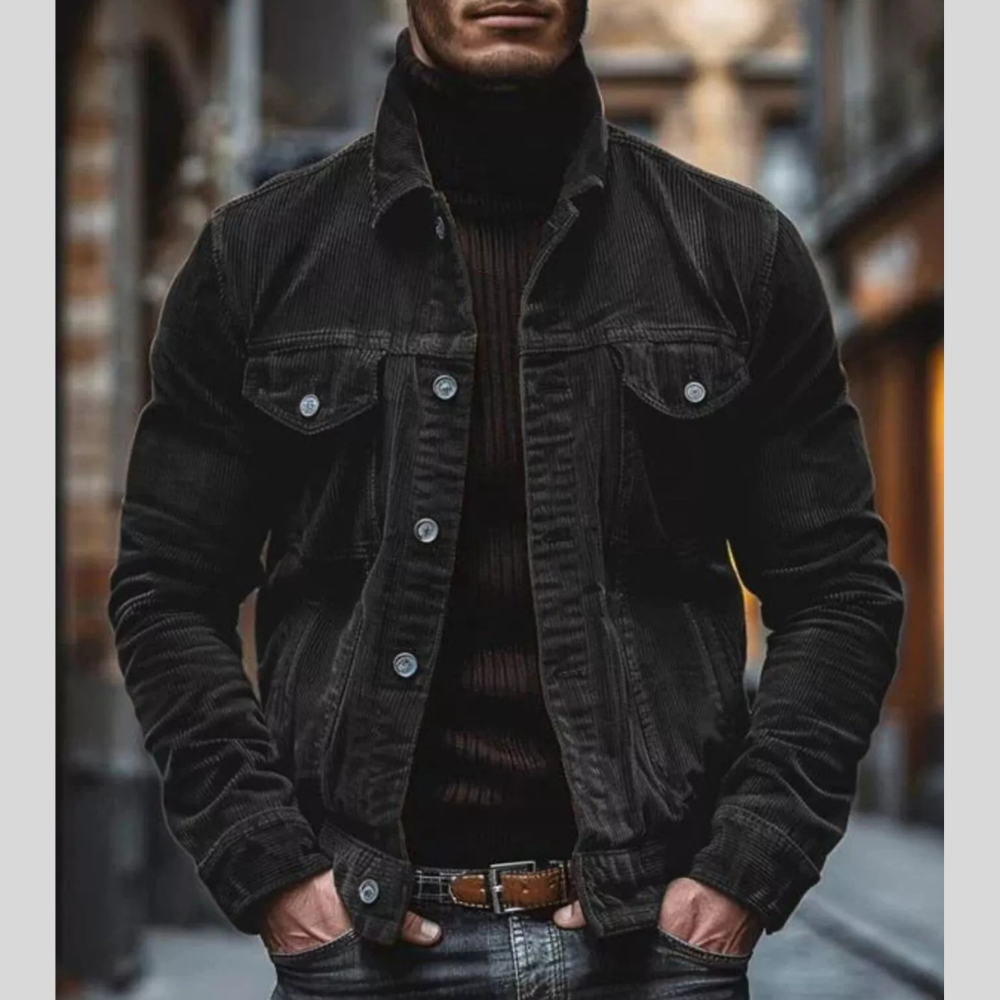 Men's Full Size Corduroy Button-Down Jacket Plus Size