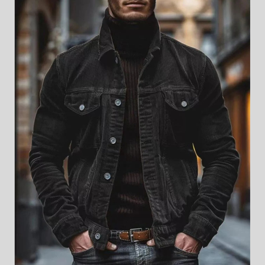 Men's Full Size Corduroy Button-Down Jacket Plus Size