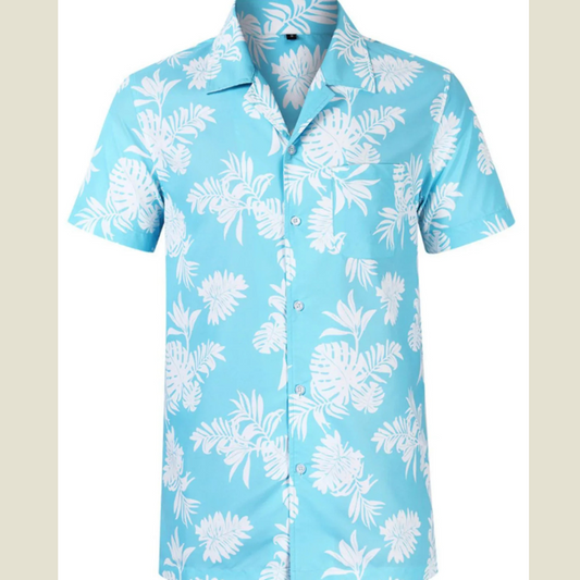 Men's Hawaiian Print Short Sleeve Button Down Shirt