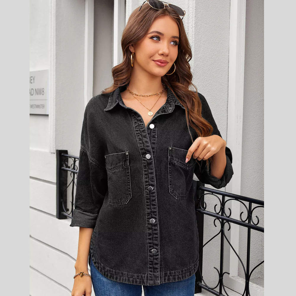 Vintage Wash Button-Down Denim Jacket