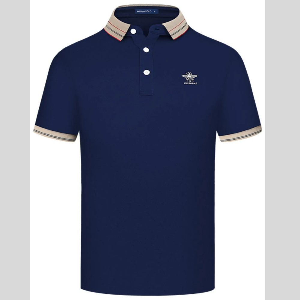 Men's Plus Size Striped Collar Short Sleeve Polo