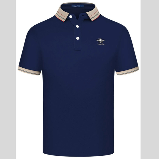Men's Plus Size Striped Collar Short Sleeve Polo