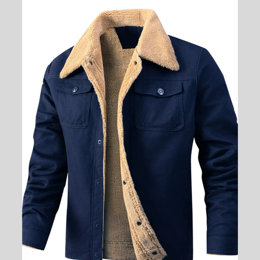 Men's Full Size Sherpa Lined Snap Down Jacket Plus Size