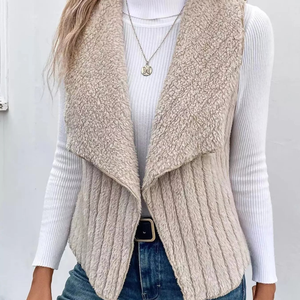 Cozy Fleece Open Front Vest Coat