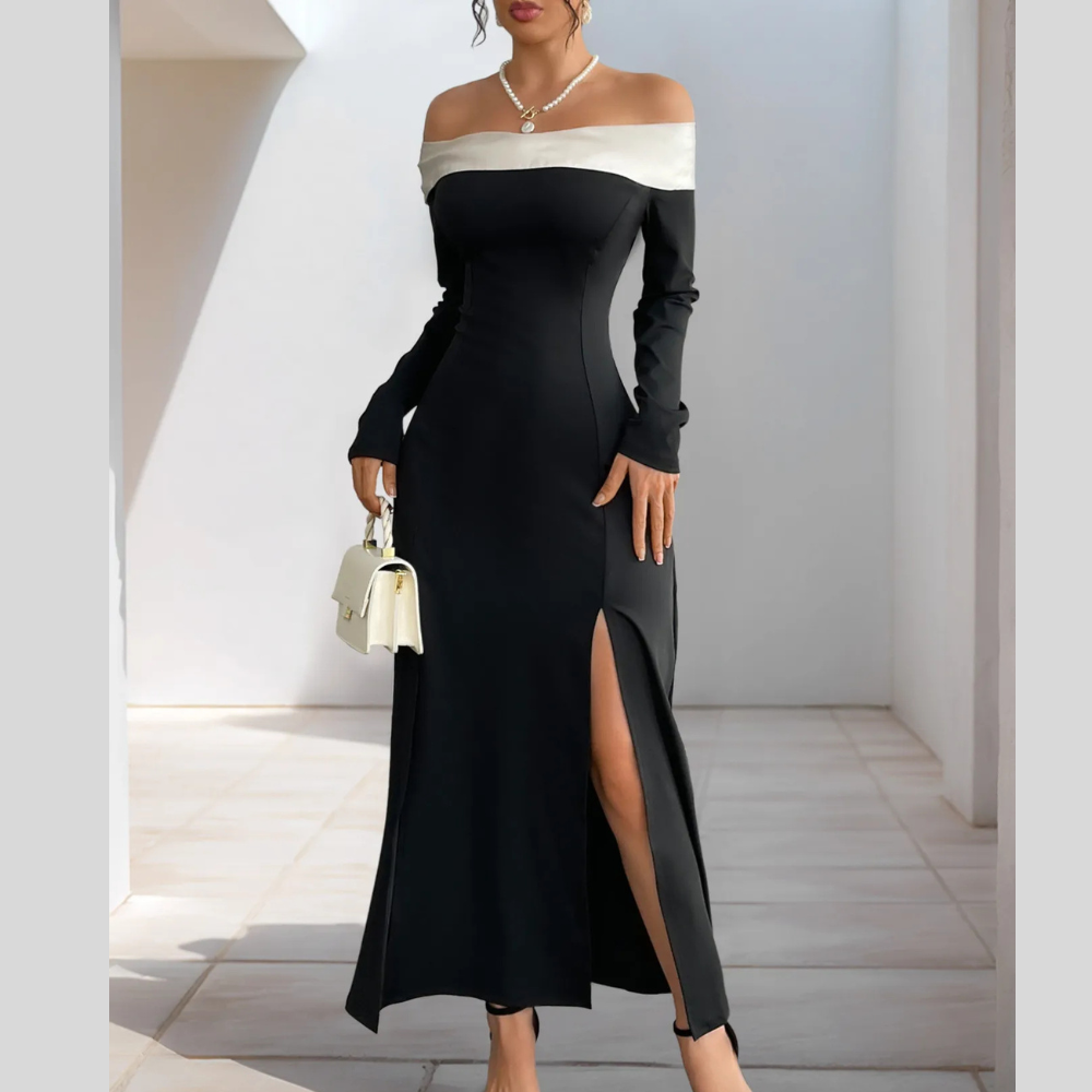 Side Slit Off-Shoulder Maxi Dress
