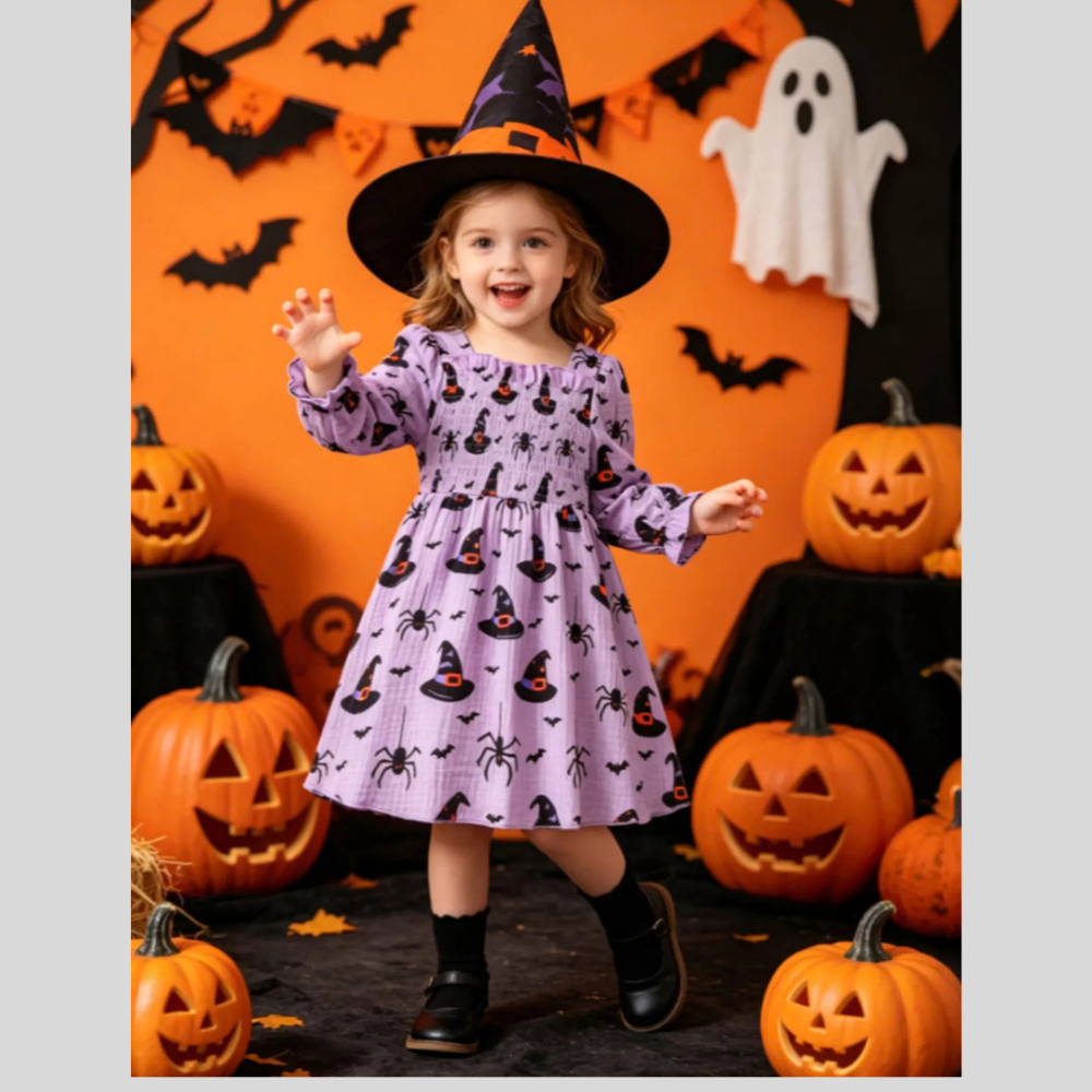 Children's Smocked Halloween Print Dress