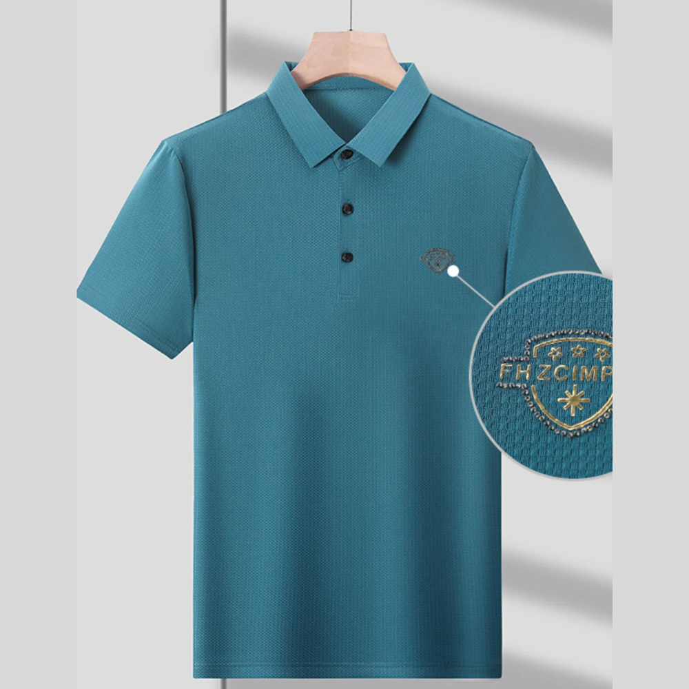 Men's Plus Size Embroidered Deatil Short Sleeve Polo