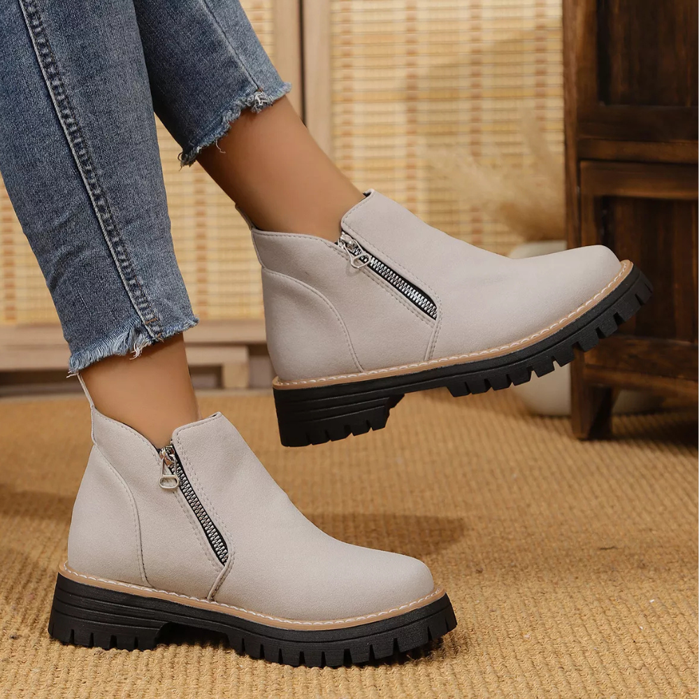 Ankle Boots with Zipper Accent