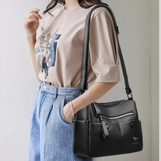Middle-aged Mom Shoulder Simple All-matching Soft Leather Bag