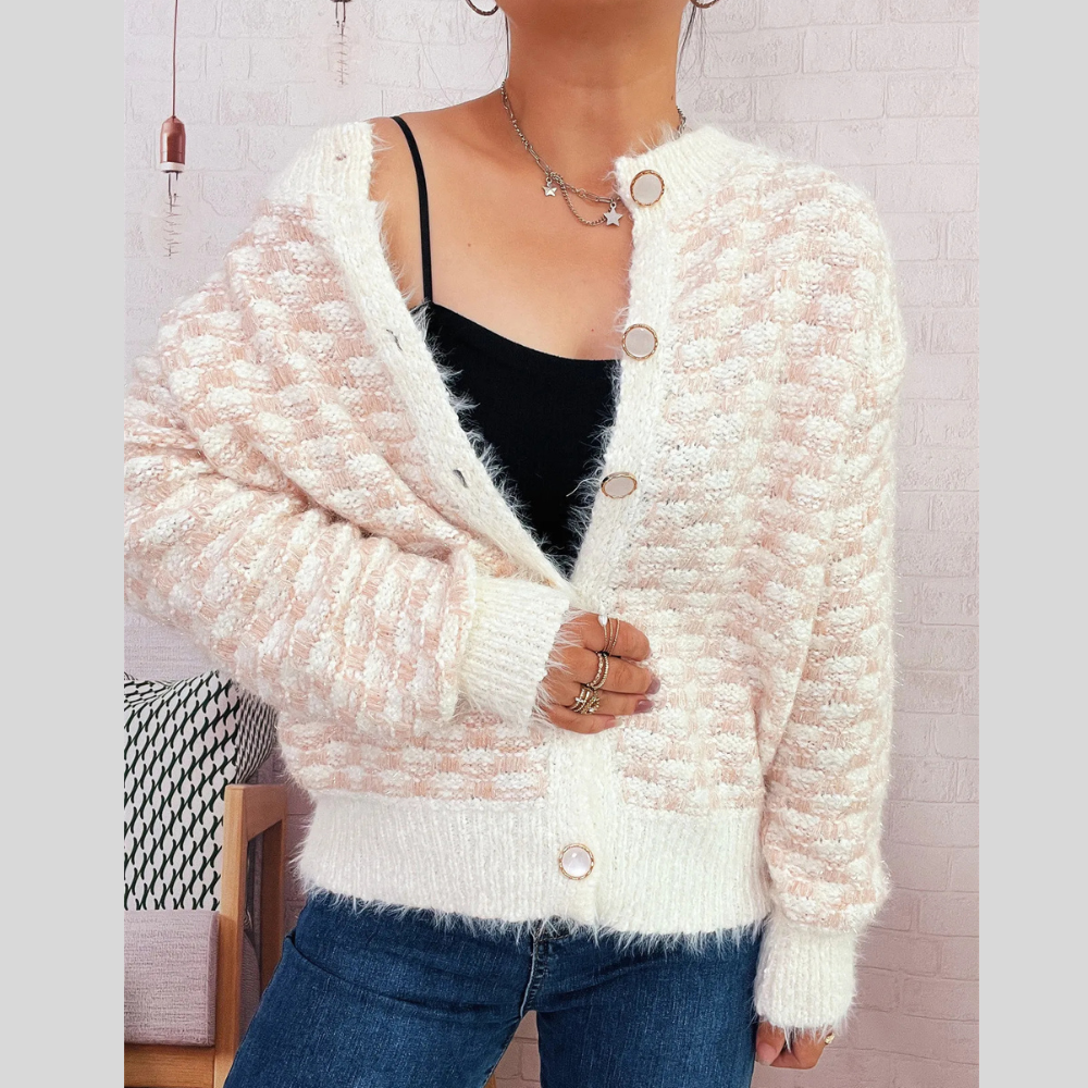 Fluffy Textured Button-Up Cardigan