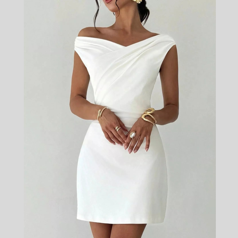 Elegant Off-Shoulder Draped Mini Dress