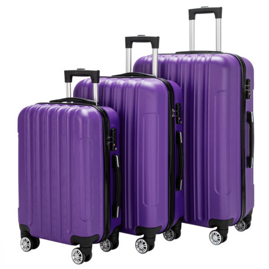 Vertical 3-in-1 Spinner Wheel With Handle Trolley Case 20in 24in 28in ABS Aluminum Alloy Trolley Classic Color - Purple - FREE USA SHIPPING