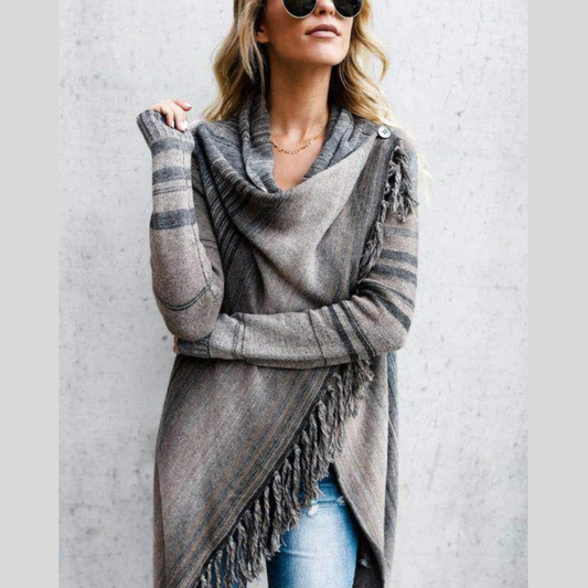 Fringe Long Sleeve Wrap Cardigan