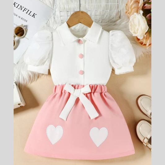 Children's Puff Sleeve Top & Skirt Set