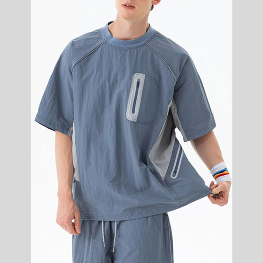 Men's Contrast Round Neck Half Sleeve Active T-Shirt