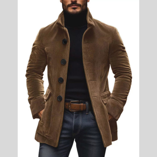 Men's Full Size Vintage Single-Breasted Stand Collar Coat Plus Size