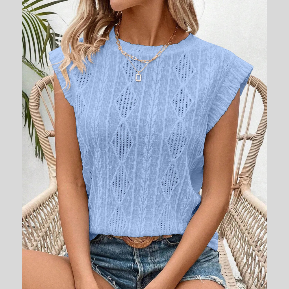 Openwork Round Neck Top