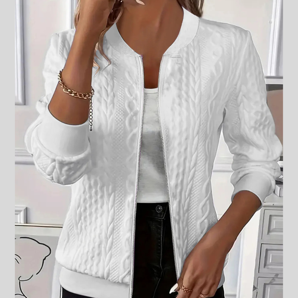 Texture Zip Up Long Sleeve Jacket