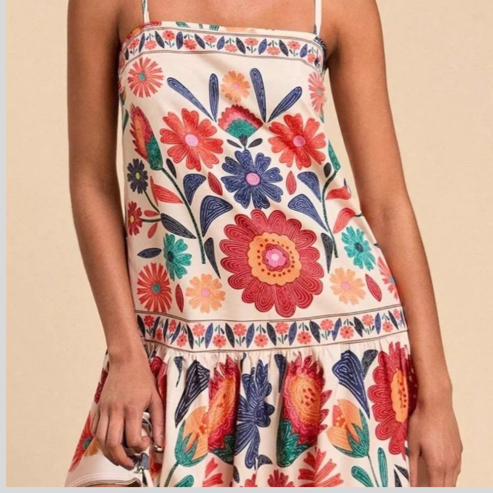 Plus Size Floral Print Sleeveless Mini Dress