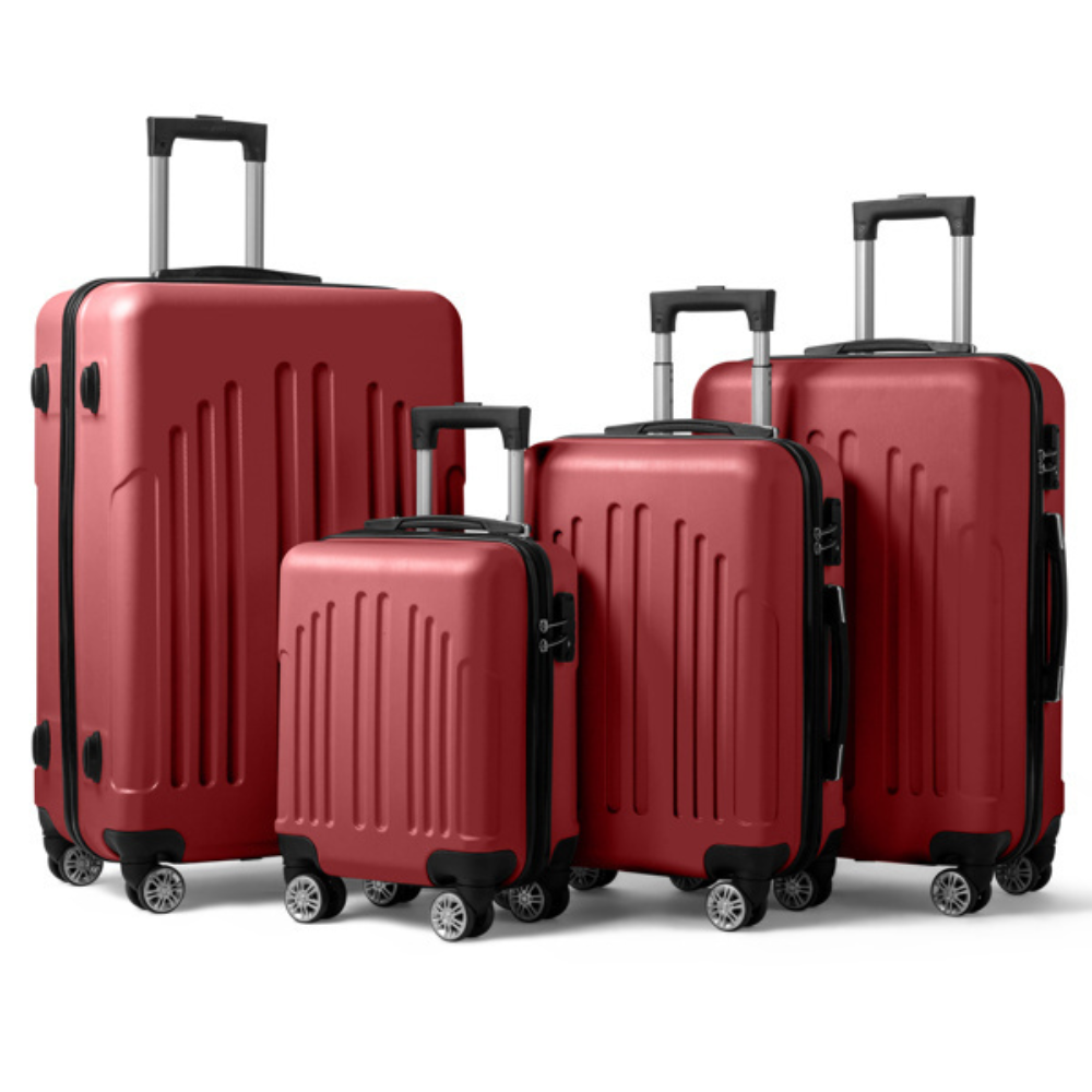 Curved Vertical Stripe 4-in-1 Trolley Case 16in 20in 24in 28in ABS Aluminum Alloy Tie Rod- FREE USA SHIPPING