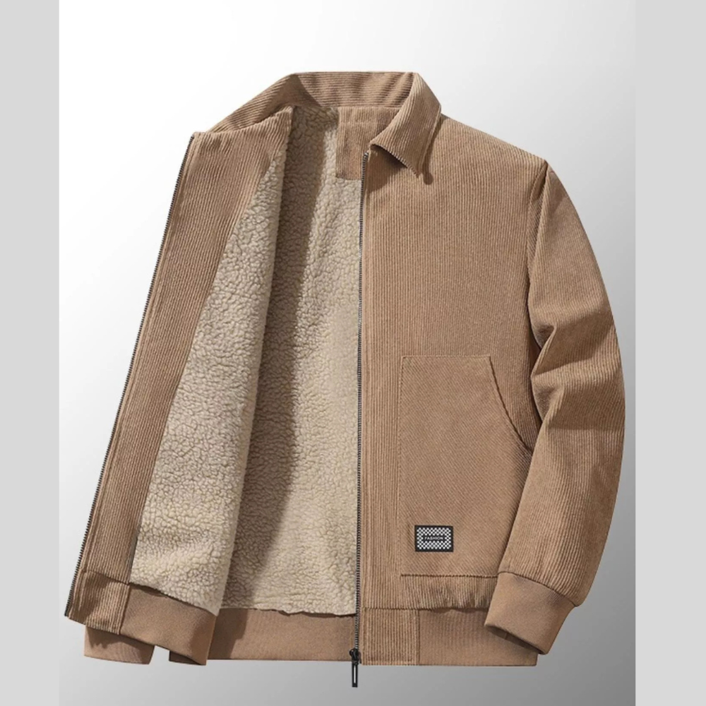 Men's Plus Size Corduroy Sherpa Lined Winter Jacket