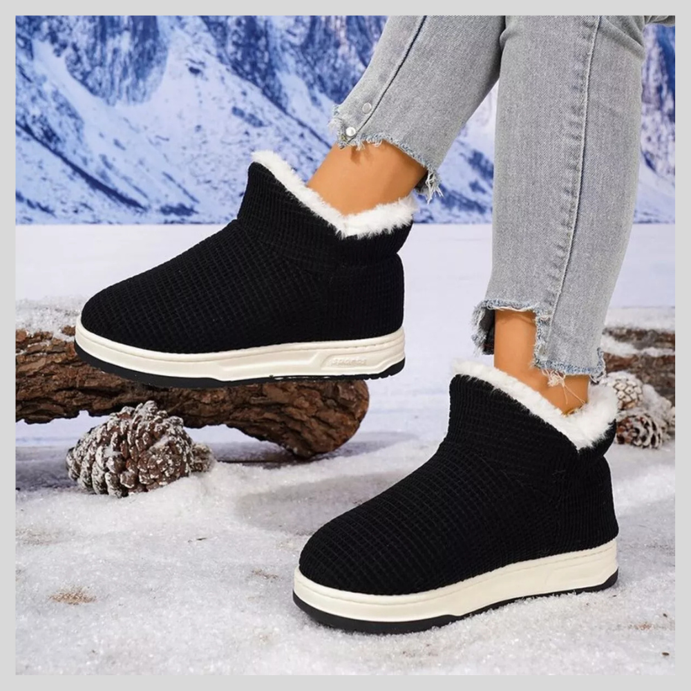 Cozy Knit Ankle Boots with Plush Lining