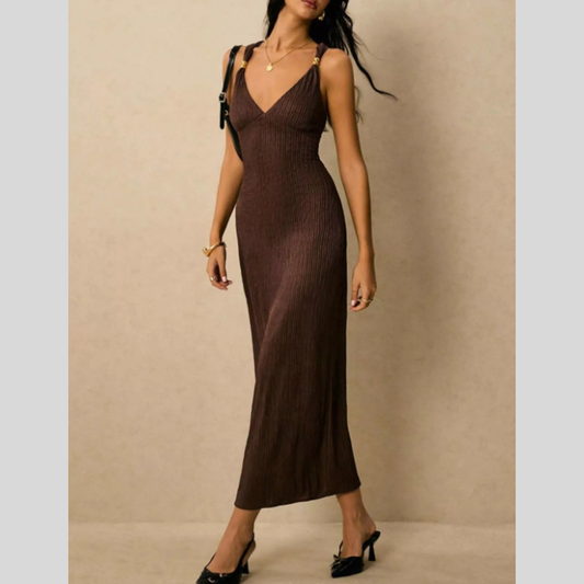 Sleeveless Ribbed Knit Midi Dress