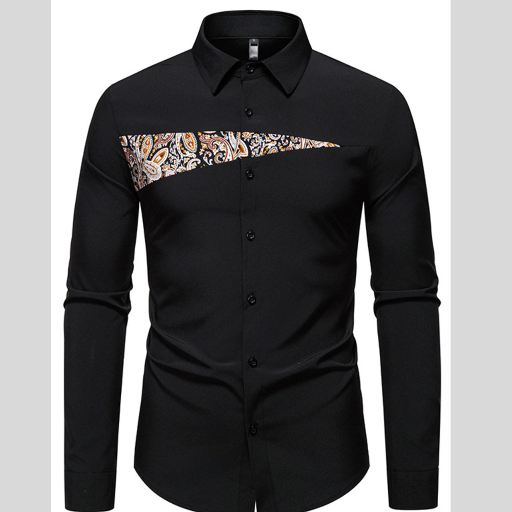 Men's Paisley Patchwork Slim Fit Shirt