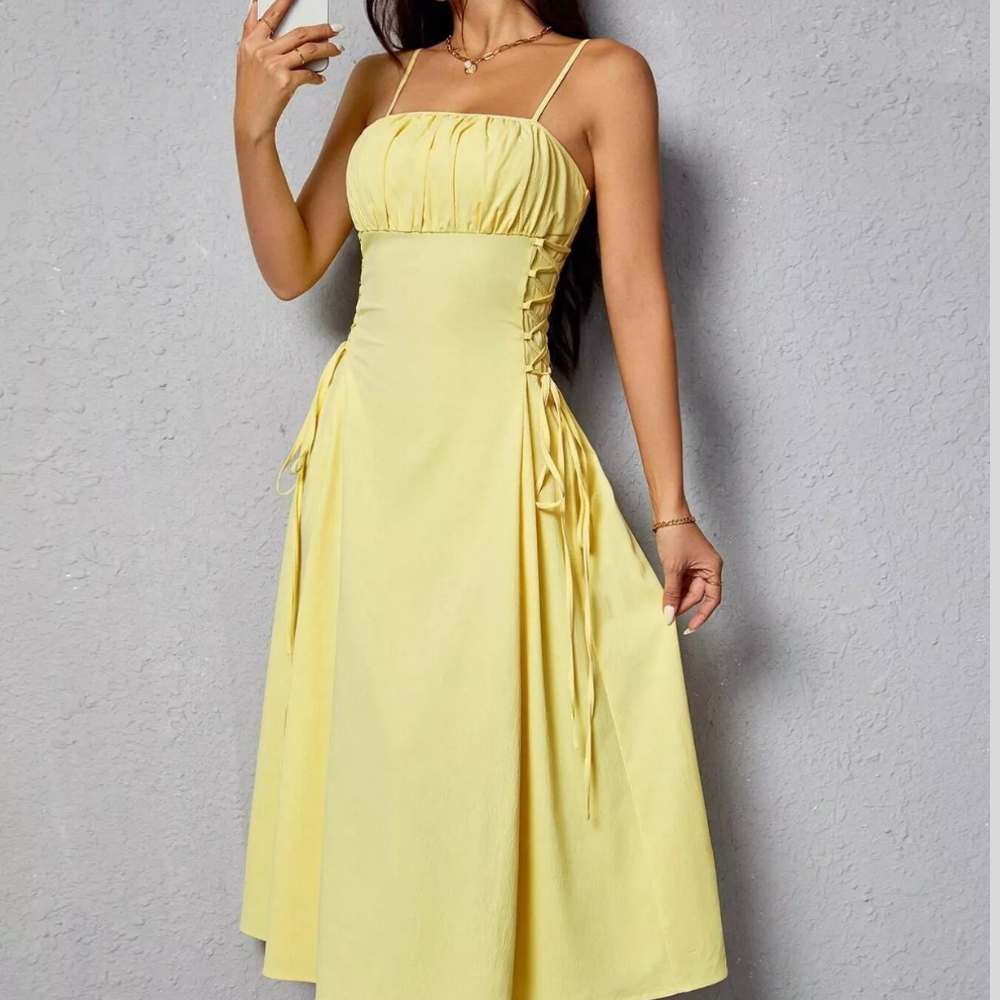Lace-Up Side A-Line Cami Dress