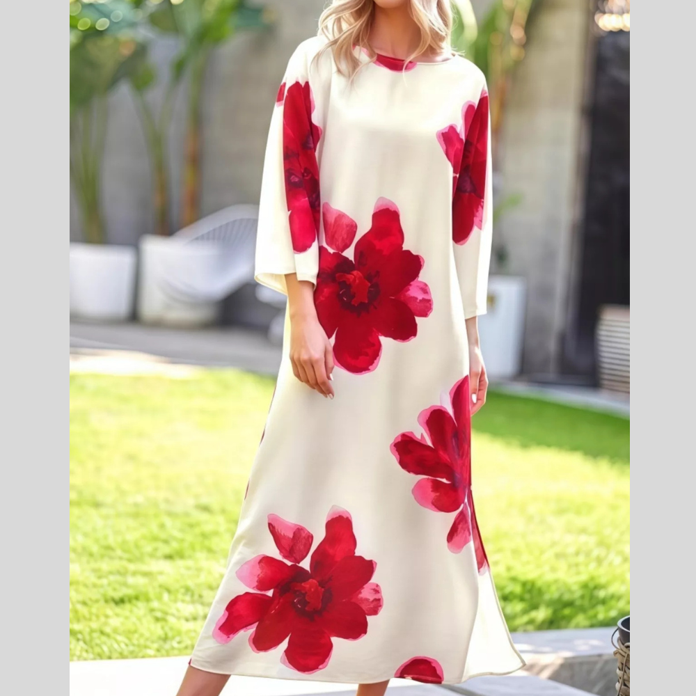 Floral Print Round Neck Dress