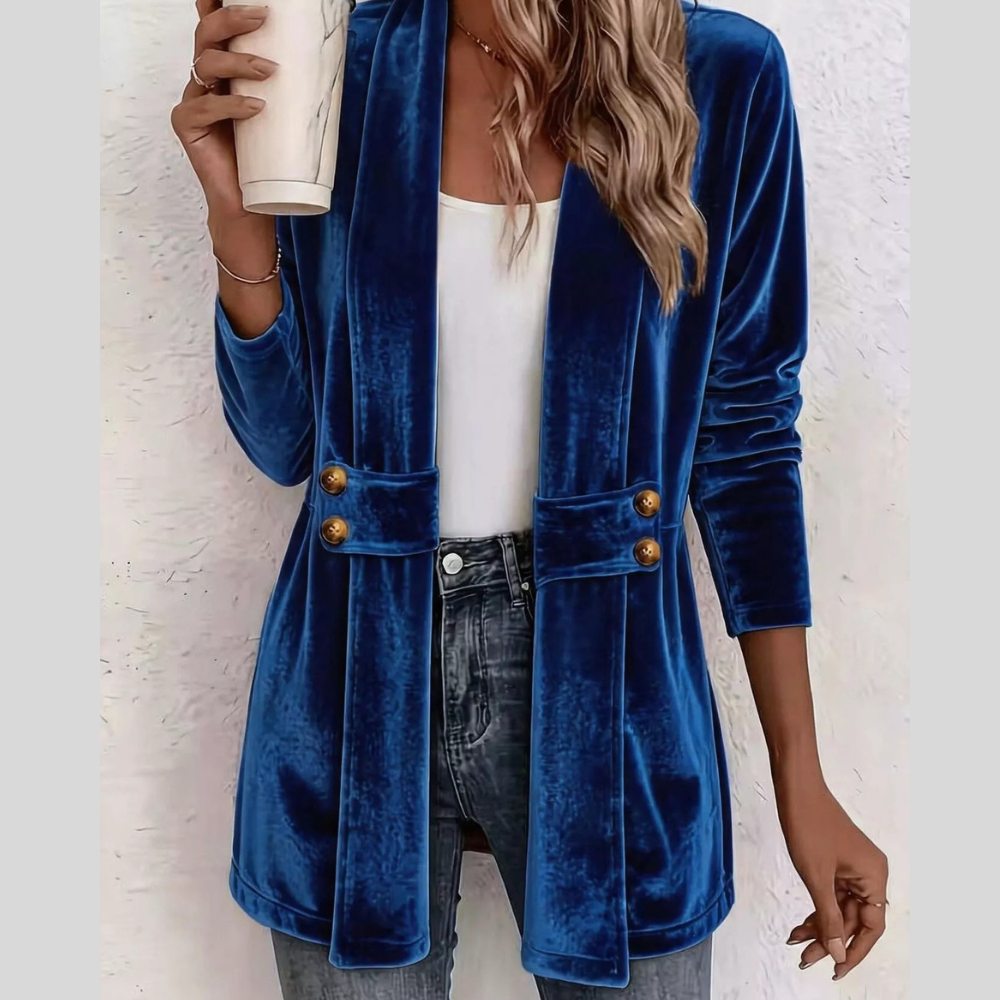 Full Size Velvet Open-Front Cardigan Plus Size