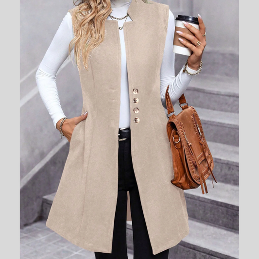 Button Up Longline Vest Coat