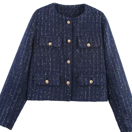 Tweed Button Up Cropped Outerwear