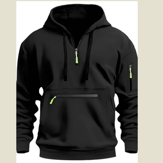 Men's Full Drawstring Half Zip Hoodie Plus Size