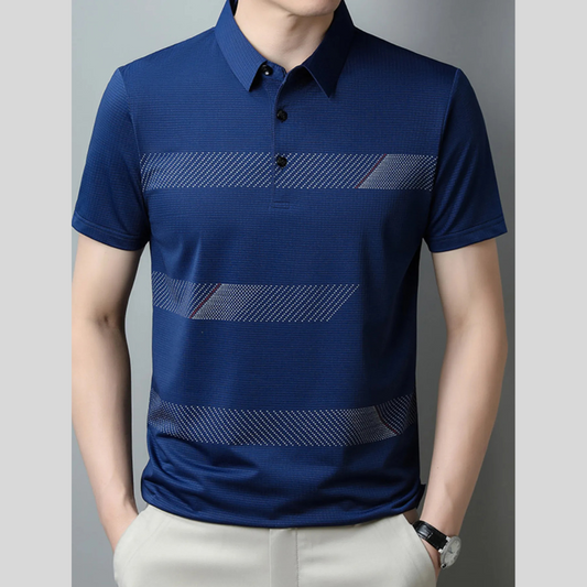 Men's Plus Size Striped Short Sleeve Casual Polo Shirt
