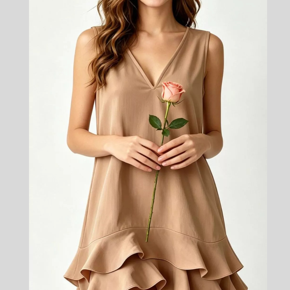 Full Size V-Neck Sleeveless Mini Dress with Ruffle Hem
