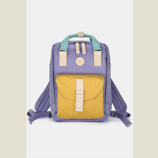 Himawari Contrast Waterproof Canvas Backpack Bag with Round Label