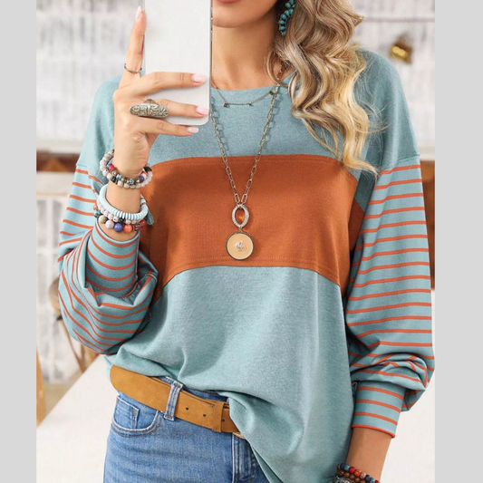 Striped Color Block Long Sleeve T-Shirt