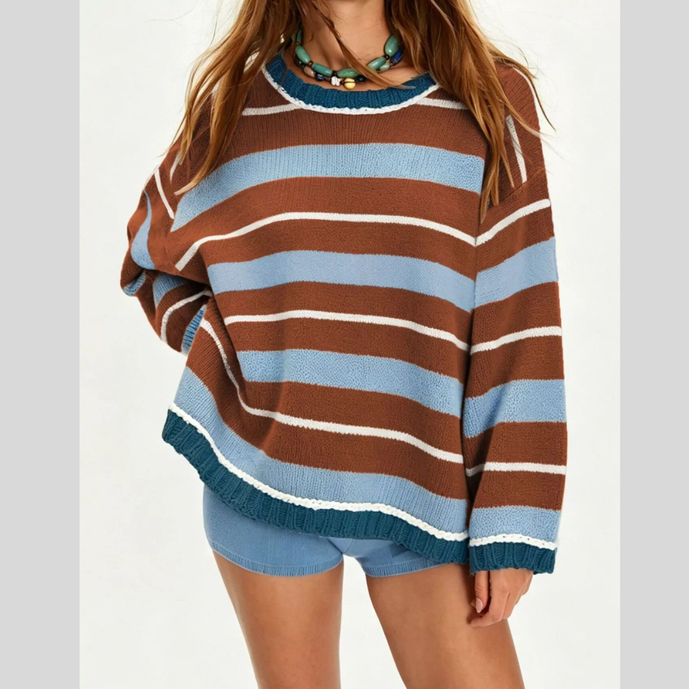 Oversized Striped Crew Neck Sweater