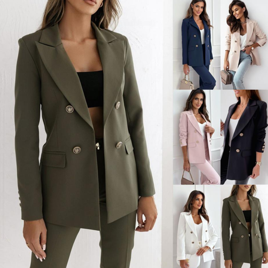 Double Breasted Solid Color Fashion Coat