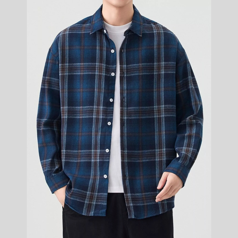 Men's Plus Size Casual Plaid Button Up Shirt