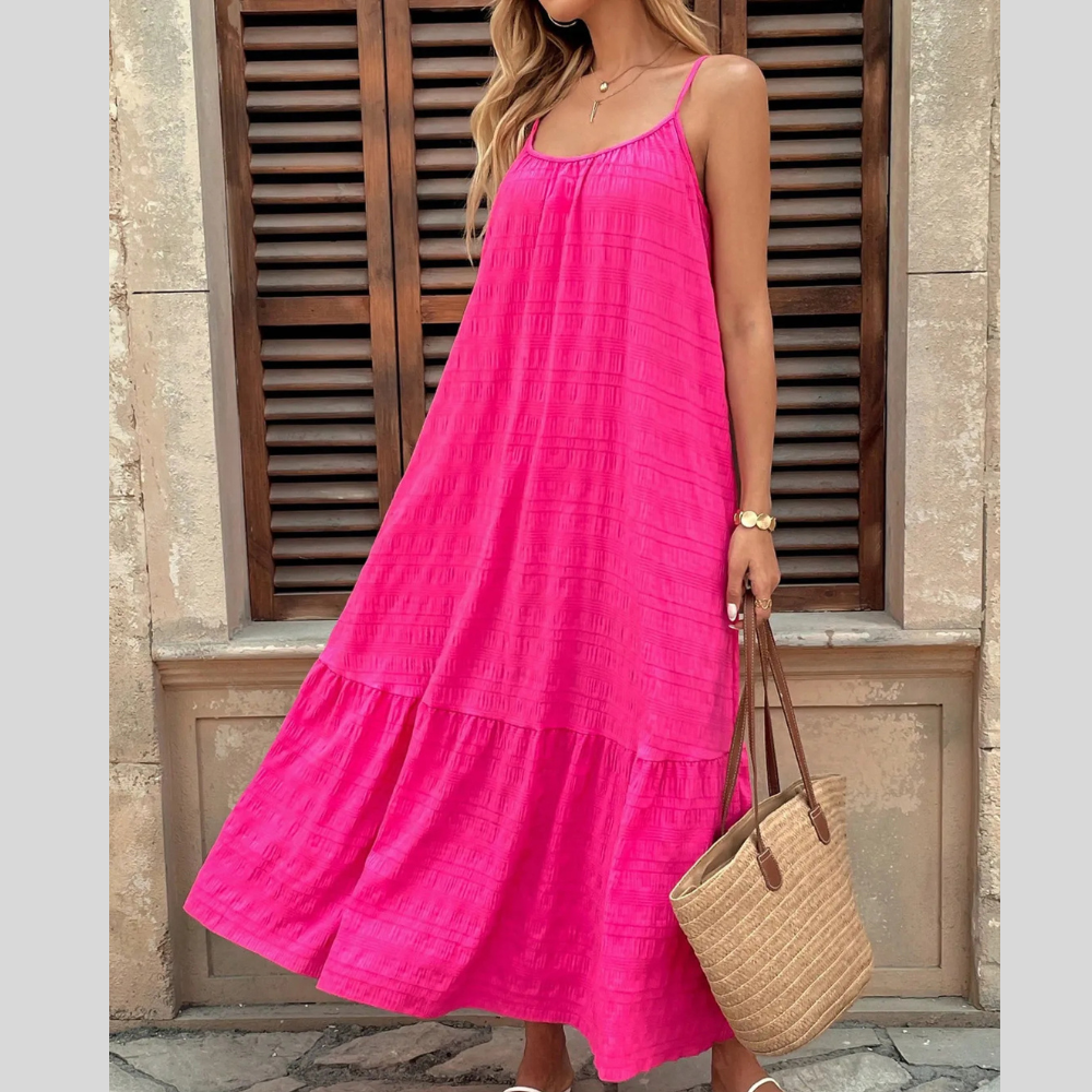 Scoop Neck Tiered Maxi Cami Dress
